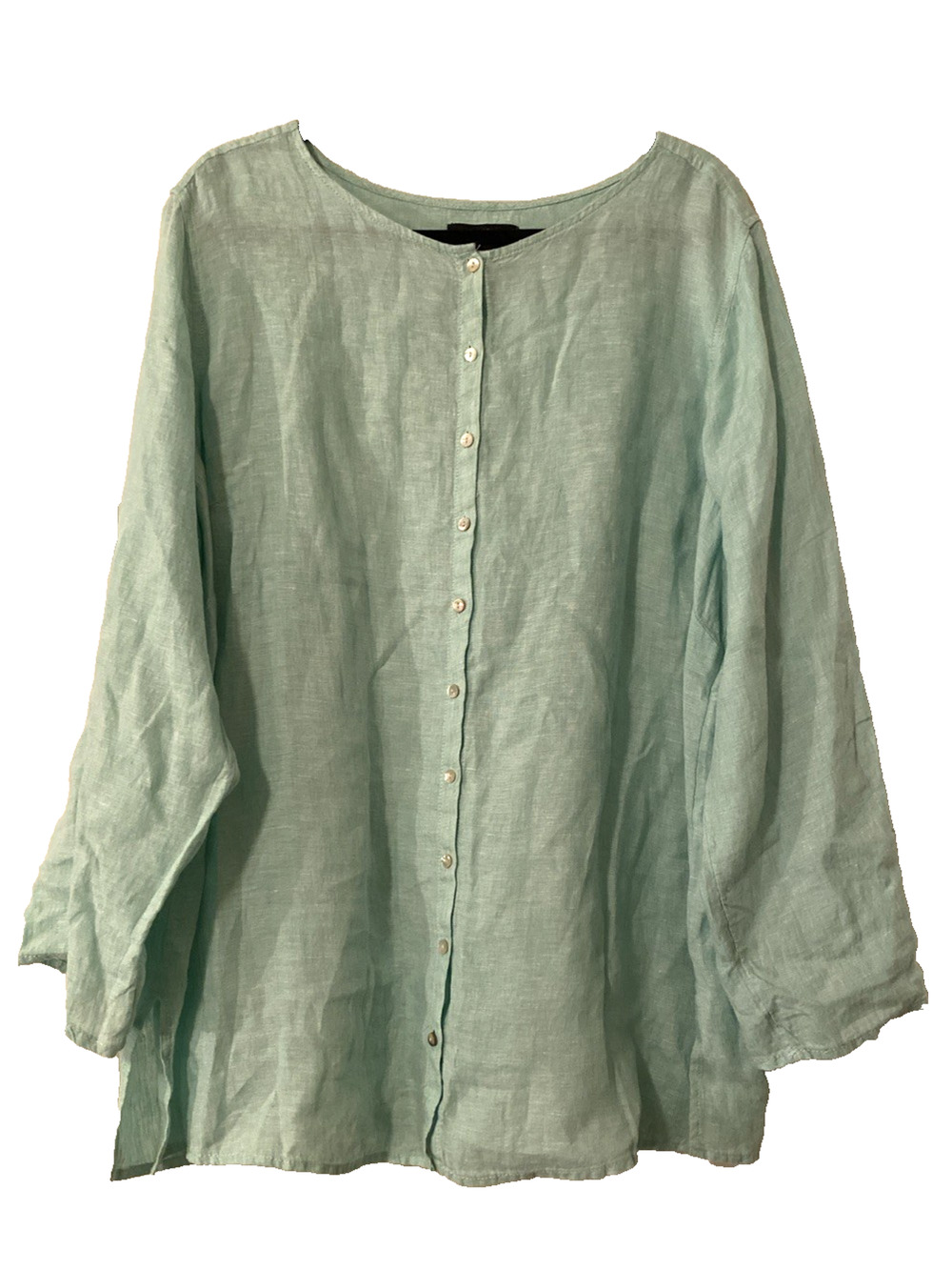 Tahari NWOT 100% Linen 2X Tunic Top Seafoam Green